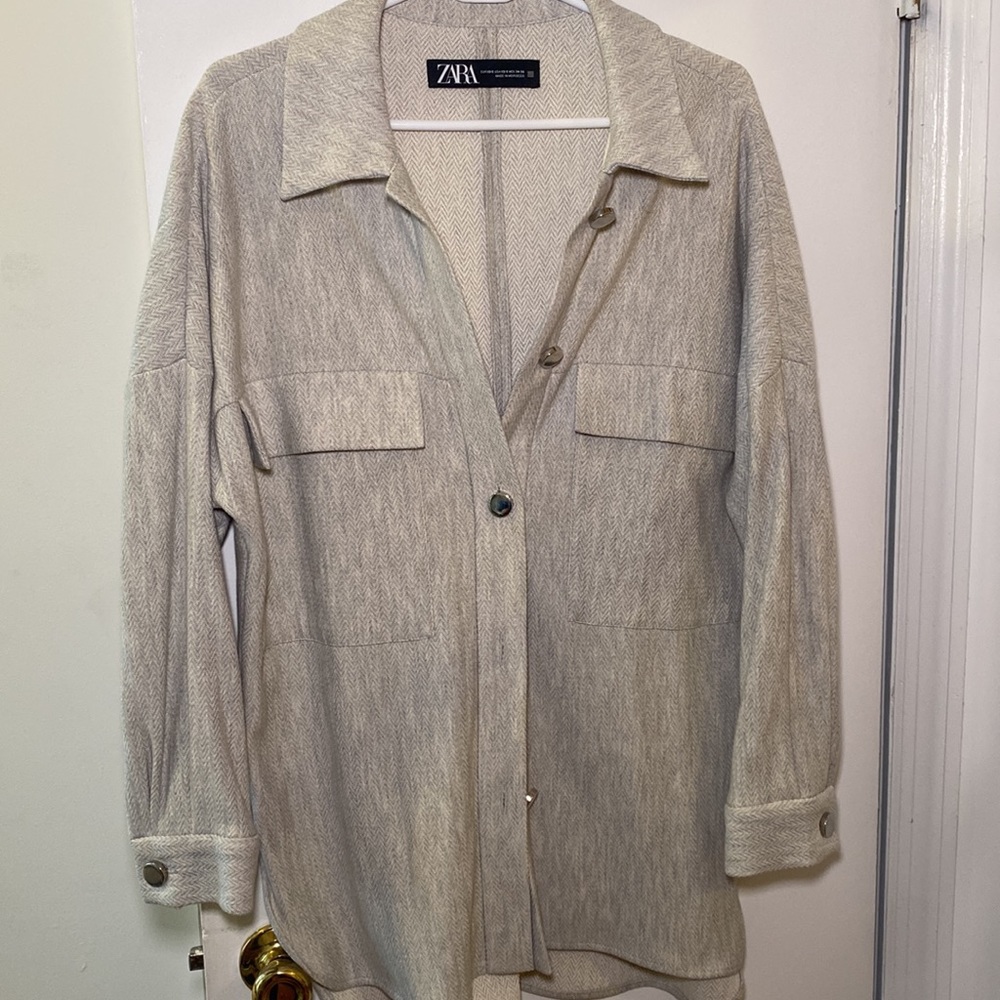 Zara- Women's Lightweight Shacket, Grey Size XS-S